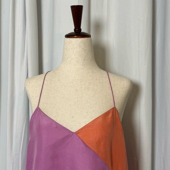 Tibi Silk Colorblock Racerback Tank Purple Orange Sleeveless Top Size 10 NWT - Picture 4 of 10